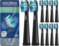 10 pack toothbrush heads for fairywill electric toothbrush fw-507/508/515/551/917/959/2011/d1/d3/d7/d8 - compatible replacement heads (black, 10 pack) logo