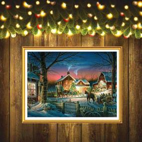 img 1 attached to 🎄 Christmas Snow Xmas Outskirts Diamond Painting 5D Full Drill Kits by Number - Day and Night Town Art Landscape with Diamonds, Crystal Rhinestone Craft Decor - 2 Pack (12x16 inch)