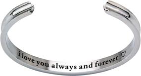 img 2 attached to 💖 I Love You Always & Forever" Engraved Cuff Bangle Bracelets - Jewelry for Women, Girls, Wife, Her, Mom
