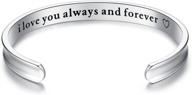 💖 i love you always & forever" engraved cuff bangle bracelets - jewelry for women, girls, wife, her, mom logo