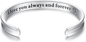 img 4 attached to 💖 I Love You Always & Forever" Engraved Cuff Bangle Bracelets - Jewelry for Women, Girls, Wife, Her, Mom