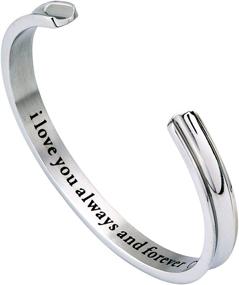 img 3 attached to 💖 I Love You Always & Forever" Engraved Cuff Bangle Bracelets - Jewelry for Women, Girls, Wife, Her, Mom