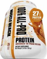 whey protein isolate powder: muscle beach all-pro for maximum muscle gain - mr. olympia approved, 27g protein, low carb, gluten free, keto friendly - 2lb peanut butter cookie flavor logo