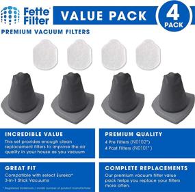 img 3 attached to Fette Filter - 4-Pack Vacuum Filter Set Compatible with Eureka NES210, NES212, NES215: Part # N0101 & N0102 Included