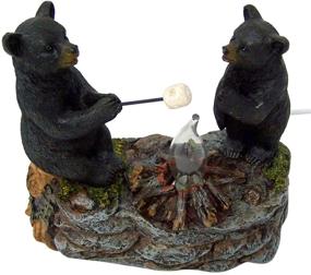 img 2 attached to 🏕️ Cozy Camping Vibes with Black Bears: Table Top Night Light Lamp, 5 1/2 Inch