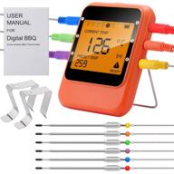 🔥 ultimate bbq meat thermometer: bluetooth remote control, digital oven thermometer with 6 stainless steel probes for cooking, smoker grill, barbecue logo