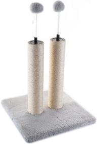 img 4 attached to 🐱 Kazura Cat Scratching Post, Double Vertical Scratch Posts with Spring Toy Balls, Natural Sisal Rope for Kittens and Cats (20 inches)