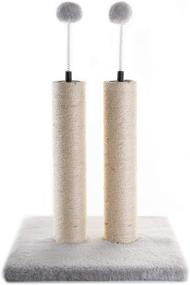 img 3 attached to 🐱 Kazura Cat Scratching Post, Double Vertical Scratch Posts with Spring Toy Balls, Natural Sisal Rope for Kittens and Cats (20 inches)