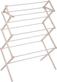 img 1 attached to 👕 Honey Can Do Compact Folding Wooden Clothes Drying Rack - White/Natural: DRY-09064c