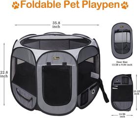 img 3 attached to 🐾 Foldable Pet Playpen - Portable Dog Playpen for Small to Medium Dogs with Removable Mesh Cover, Collapsible Exercise Puppy Cat Playpen Dog Tent for Indoor and Outdoor Use, No Assembly Required