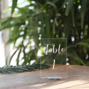 img 3 attached to 🏷️ UNIQOOO Acrylic Wedding Table Number Set | 4x6 inch | 1-20 | Printed Calligraphy | Sign and Holder