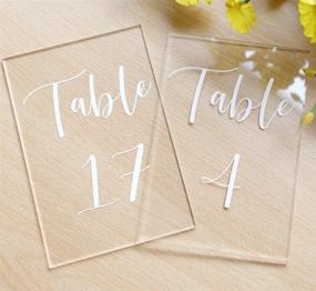 img 2 attached to 🏷️ UNIQOOO Acrylic Wedding Table Number Set | 4x6 inch | 1-20 | Printed Calligraphy | Sign and Holder