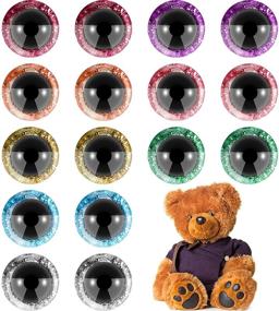 img 4 attached to Цветные блестящие глазки безопасности: 160 штук круглых пластиковых глаз диаметром 12 мм для изготовления кукол, вязания игрушек, плюшевых медведей и рукоделия.