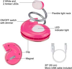 img 3 attached to 🌙 HONGUT Kids Book Light: USB Rechargeable LED Clip-on Reading Lights with 3 Brightness Levels, Perfect for Bedtime Reading and Travel - Magenta