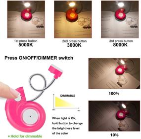 img 2 attached to 🌙 HONGUT Kids Book Light: USB Rechargeable LED Clip-on Reading Lights with 3 Brightness Levels, Perfect for Bedtime Reading and Travel - Magenta