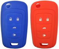 enhanced protection and style for gm chevrolet and buick keyless entry remote key fob: silicone rubber skin cover in blue and red (2-pack) logo