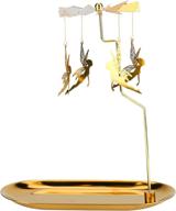 wior rotary candle holder: exquisite gold metal spinning flying angels tea lights holder for wedding, party, christmas festival home decor - 7.9'' tall логотип