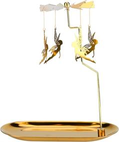 img 4 attached to WIOR Rotary Candle Holder: Exquisite Gold Metal Spinning Flying Angels Tea Lights Holder for Wedding, Party, Christmas Festival Home Decor - 7.9'' Tall