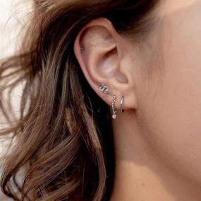 img 3 attached to 💎 Dainty Sterling Silver Snake Climber Earrings with CZ for Women & Teens - Sparkling Cubic Zirconia Cartilage Ear Climbers, Delicate Valentine Jewelry