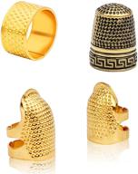 🧵 adjustable metal copper finger protector thimble set - 4 pieces | sewing quilting craft accessories, diy sewing tools for fingertip protection logo