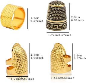 img 3 attached to 🧵 Adjustable Metal Copper Finger Protector Thimble Set - 4 Pieces | Sewing Quilting Craft Accessories, DIY Sewing Tools for Fingertip Protection