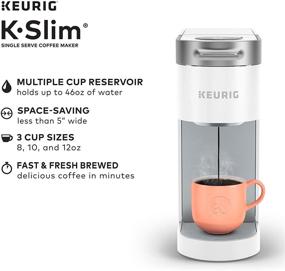 img 1 attached to Кофеварка K-Slim Single Serve от Keurig: аппарат для чашек K-Cup с объемом заваривания от 8 до 12 унций, белого цвета.