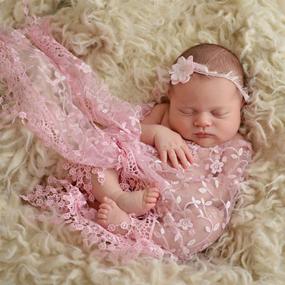 img 3 attached to 👶 Newborn Photography Props: 3-Piece DIY Set - Baby Photo Blanket, Wrap, and Headband. Fits 0-3 Months. Vibrant Pink Color.