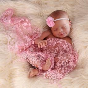 img 2 attached to 👶 Newborn Photography Props: 3-Piece DIY Set - Baby Photo Blanket, Wrap, and Headband. Fits 0-3 Months. Vibrant Pink Color.