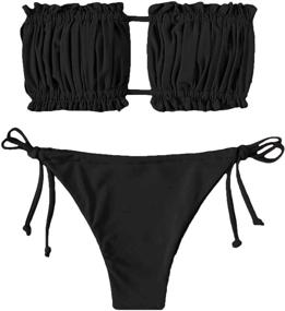 img 4 attached to 👙 Floerns Ruched Bandeau Bathing Suit: Stylish Women's Clothing for Swimsuits & Cover Ups