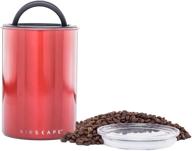 ☕️ airtscape coffee and food storage canister - preserving food freshness with patented airtight lid and two way valve, stainless steel container, 7-inch medium can, candy apple red logo