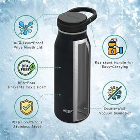 img 3 attached to 🚰 VEEFINE Wide Mouth Insulated Water Bottles - 20/32/40oz BPA-Free Stainless Steel, Dishwasher Safe, Reusable for Sports, Camping, and Hiking