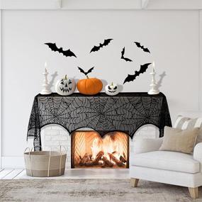 img 2 attached to 🕸️ Spook up your Halloween Décor: Spiderweb Tablecloth for a Haunted Fireplace