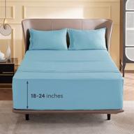 🏨 premium bedsure deep pocket queen sheets - soft 4 piece set - extra deep pocket - queen mattress sheets - light blue, 18-24 inches logo