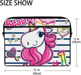 img 3 attached to VALLER Laptop Bag, Stylish Unicorn Girl Shoulder Messenger Bag, 15-Inch Laptop Case with Multicolor Design, Business Briefcase for Women and Men, 11x15 Inch