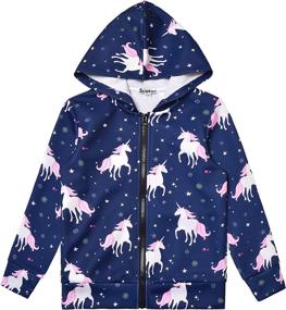 img 4 attached to 🦄 Adorable Girls Unicorn Hoodie Jacket: Zip Up Sweatshirt with Pockets