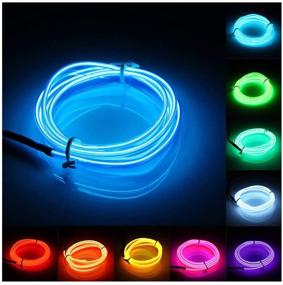 img 1 attached to 🔵 JIGUOOR EL Wire Battery Pack 16.4ft / 5m Neon Light Strip for DIY, Festival, Party Decoration, Pub, Halloween, Christmas - Blue, 360° Illumination Rope Lights