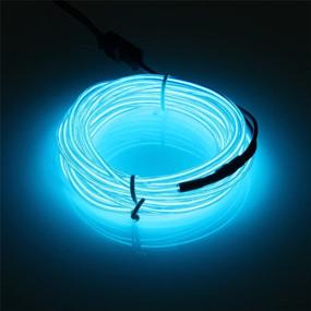 img 4 attached to 🔵 JIGUOOR EL Wire Battery Pack 16.4ft / 5m Neon Light Strip for DIY, Festival, Party Decoration, Pub, Halloween, Christmas - Blue, 360° Illumination Rope Lights