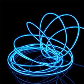 img 3 attached to 🔵 JIGUOOR EL Wire Battery Pack 16.4ft / 5m Neon Light Strip for DIY, Festival, Party Decoration, Pub, Halloween, Christmas - Blue, 360° Illumination Rope Lights