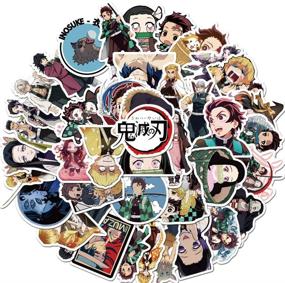 img 1 attached to 🌊 Waterproof Vinyl Anime Stickers - SBTT Kimetsu no Yaiba Decals, 50pcs for Water Bottle Laptop Car Bicycle Luggage Skateboard Computer, Ideal Gift for Teen Girls - Demon Slayer