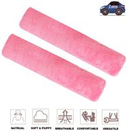 fochutech 2pcs car soft plush seat belt shoulder pad strap cover adjuster protector comfortable driving (pink) logo