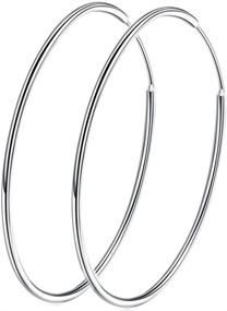 img 3 attached to 👩 Women's Girls 925 Sterling Silver Large Hoop Earrings: Circle Endless Huggie Big Hoops, Available in 50/60/70/90mm sizes