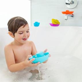 img 1 attached to Pack of 5 Multicolor Boon Stacking Boats Bath Toys