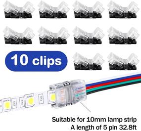 img 1 attached to 💡 32.8 Feet RGBW Wire Extension Cable with 10 Pieces Tunable LED Strip Connector 5Pin 10mm/0.4 Inch, 12V 24V LED Strip Wire Extensions LED Connectors for 5050 Strip Light 20 AWG (Waterproof Style)