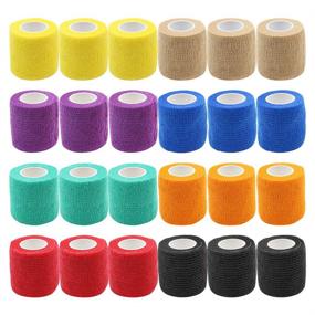 img 4 attached to 🎉 Yuelong 24Pack Self Adhesive Tape - Multipurpose 2” x 5 Yards Self-Adherent Tattoo Wrap, Sports Tape and Bandage Rolls in Mix Colors