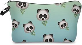 img 4 attached to Makeup Toiletry Cosmetic Travel Carry Bag Zippered Luggage Pouch Multifunction Make-Up Bag Pencil Holder Organizer For Men And Women(Cute Pandas)