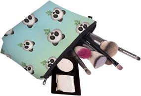 img 1 attached to Makeup Toiletry Cosmetic Travel Carry Bag Zippered Luggage Pouch Multifunction Make-Up Bag Pencil Holder Organizer For Men And Women(Cute Pandas)