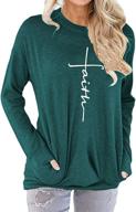 👚 zilin women's casual letter print long sleeve tunic tops with pockets: comfy sweatshirt for everyday style logo