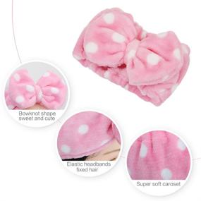 img 2 attached to Shintop Women's Soft Carol Fleece Bowknot Bow Headband 🎀 in Pink Polka Dots - Ideal for Makeup, Shower & Fashion