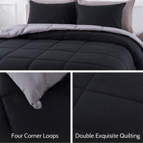 img 1 attached to 🛏️ Decroom Lightweight Queen Comforter Set - 3 Piece Quilted Down Alternative - Black/Grey - Queen Size