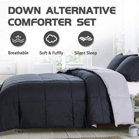 img 3 attached to 🛏️ Decroom Lightweight Queen Comforter Set - 3 Piece Quilted Down Alternative - Black/Grey - Queen Size